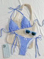 Blue Plaid Bikini for Summer Fun