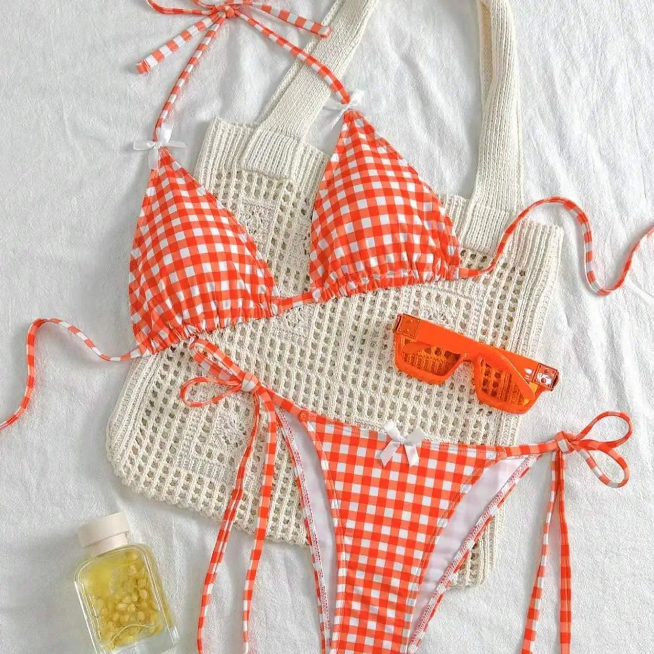Blue Plaid Bikini for Summer Fun