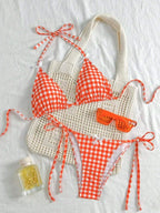 Blue Plaid Bikini for Summer Fun