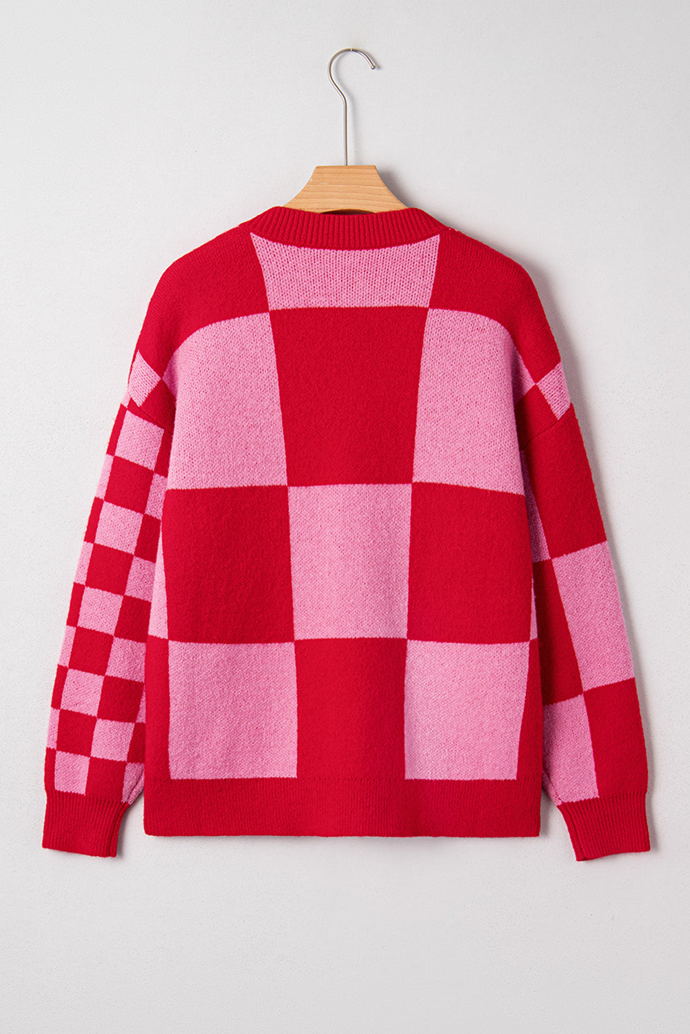 Plaid Cardigan in Red & Pink
