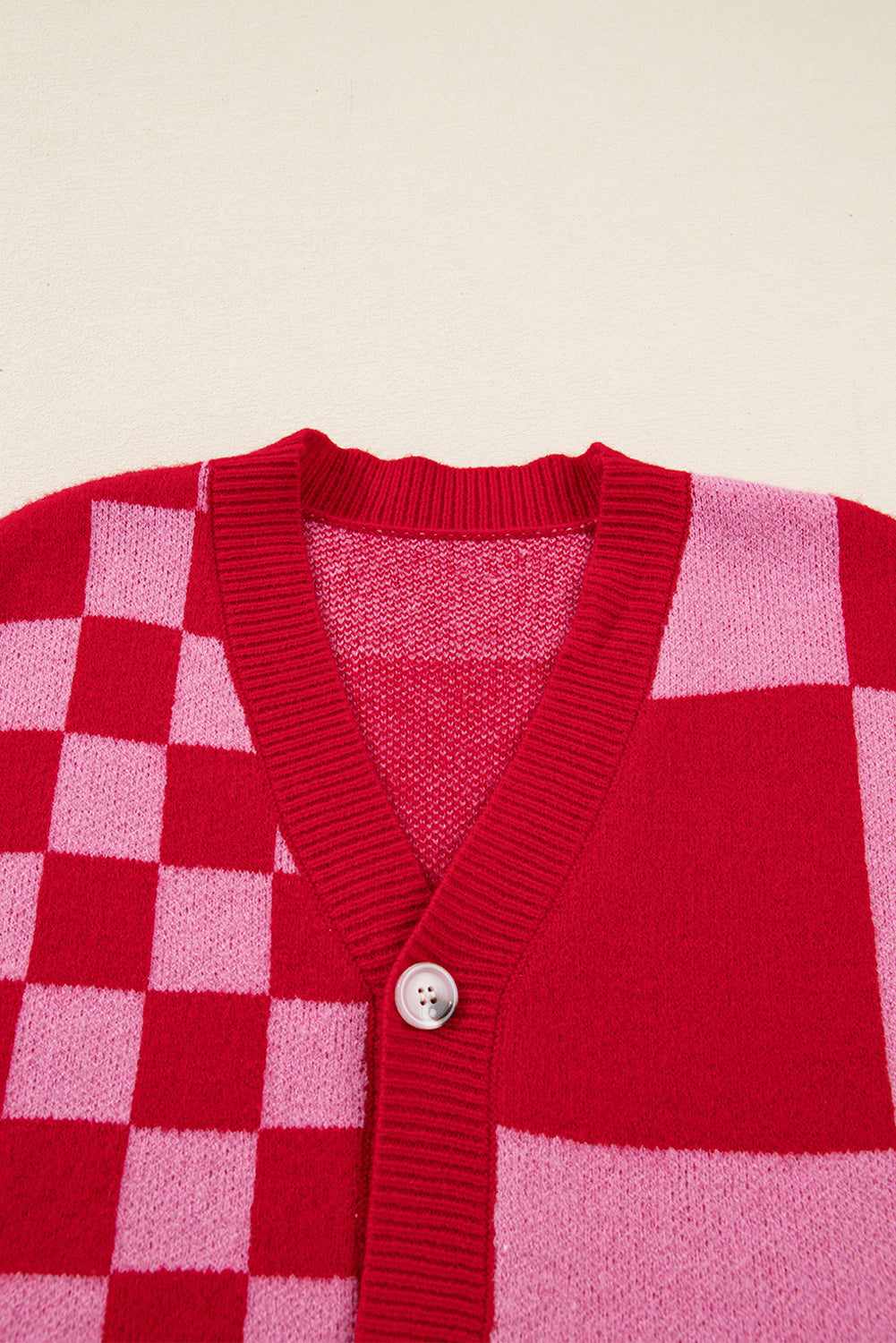 Plaid Cardigan in Red & Pink