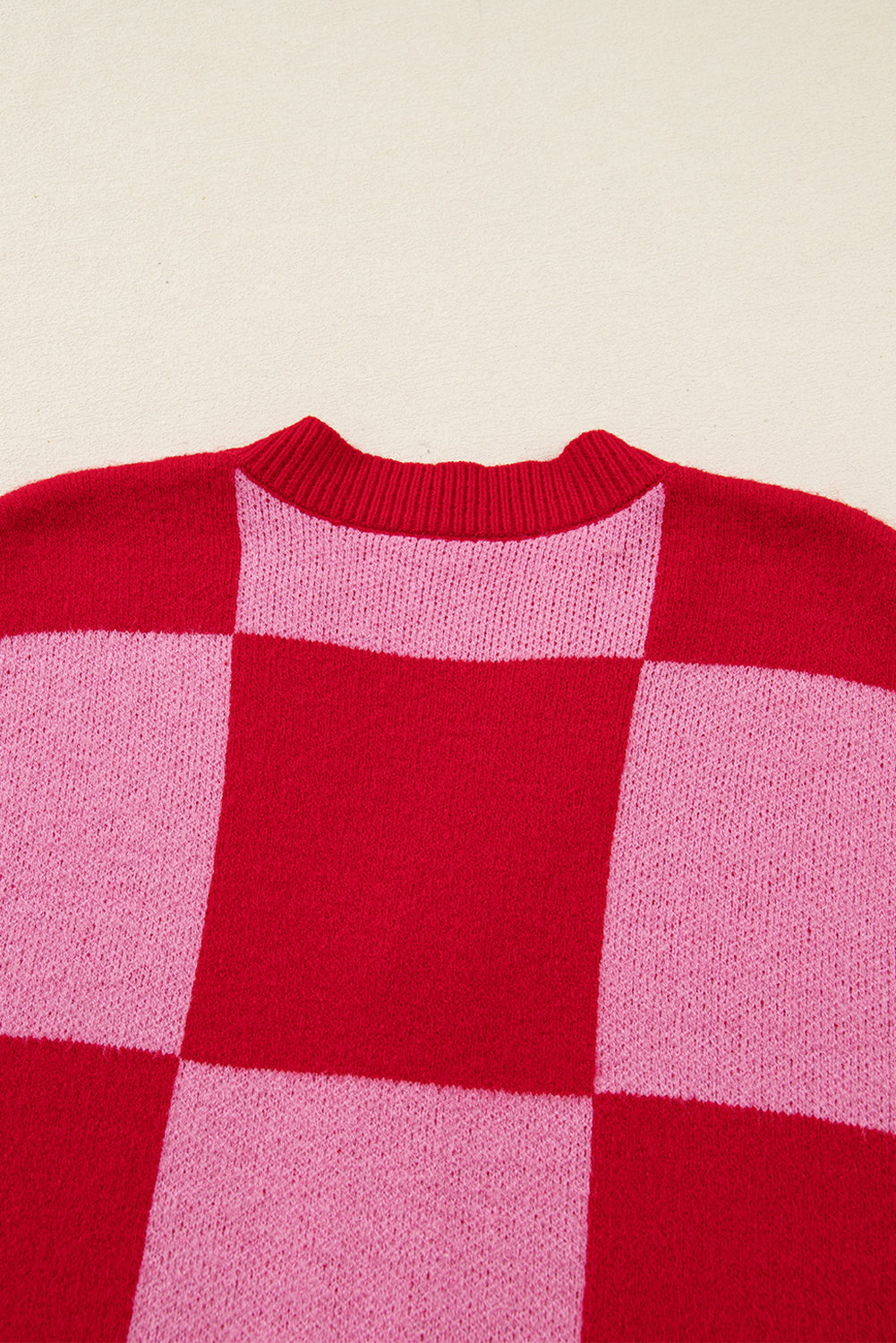 Plaid Cardigan in Red & Pink