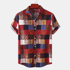 LuckeLadybug LLC Short Sleeve Plaid Shirt in Vibrant Multi-Colored Patterns for Casual Wear
