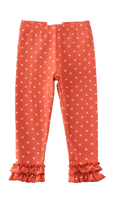 Platinum Rust Dot Ruffle Girl Pants