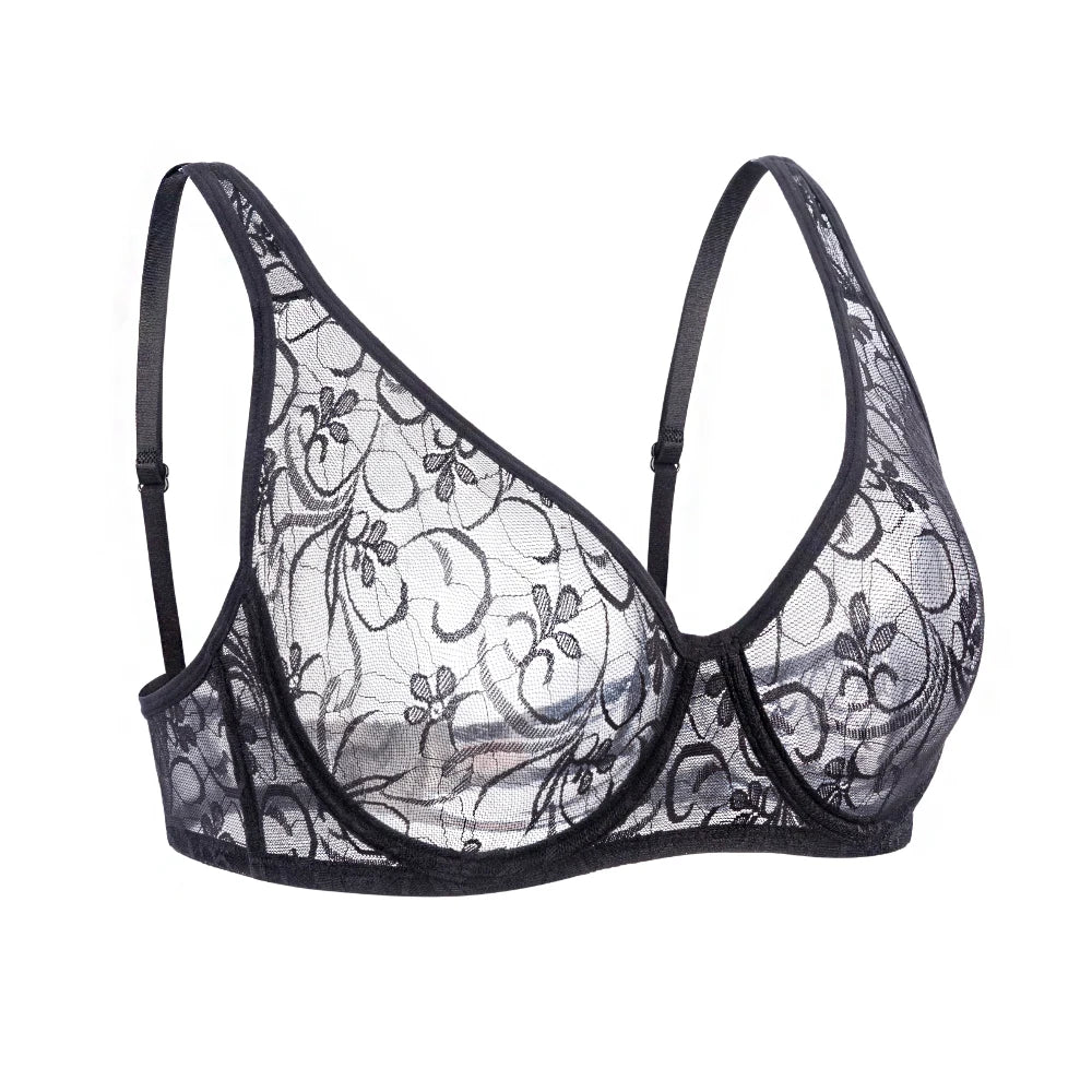 LuckeLadybug LLC Underwire Bra in Black Lace, perfect for plus size clothing for women's comfort and support.