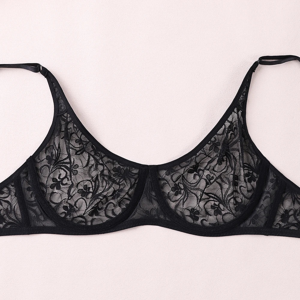 LuckeLadybug LLC Underwire Bra in Black Lace for plus size clothing for women's comfort and style