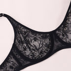 LuckeLadybug LLC Black Underwire Bra with Floral Lace, perfect for plus size clothing for women's fashion