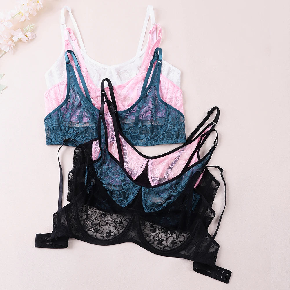 LuckeLadybug LLC Underwire Bras in Black, Pink, and Teal for plus size clothing for women's fashion