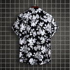 LuckeLadybug LLC Floral Button Up Shirt in Black and White, ideal plus size clothing for women's casual wear