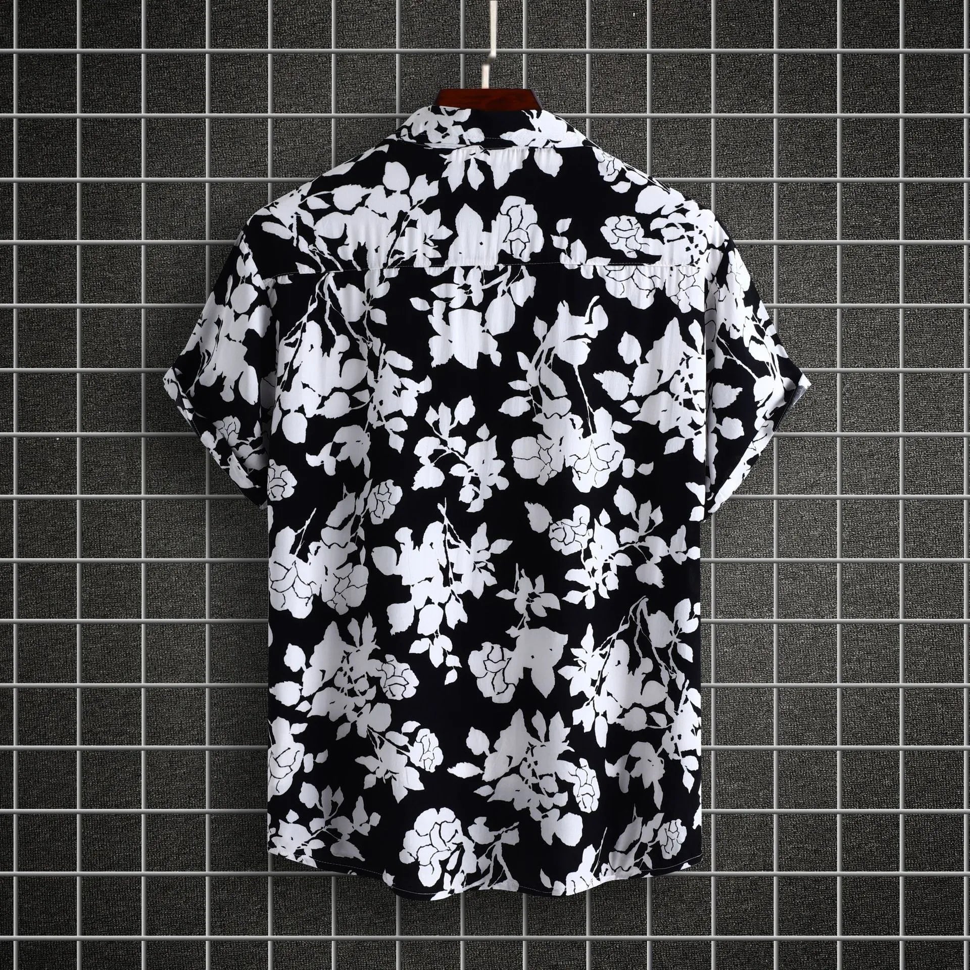 LuckeLadybug LLC Floral Button Up Shirt in Black and White, ideal plus size clothing for women's casual wear