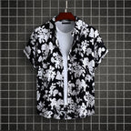 LuckeLadybug LLC Black and White Floral Button Up Shirt in Plus Size Clothing for Women's