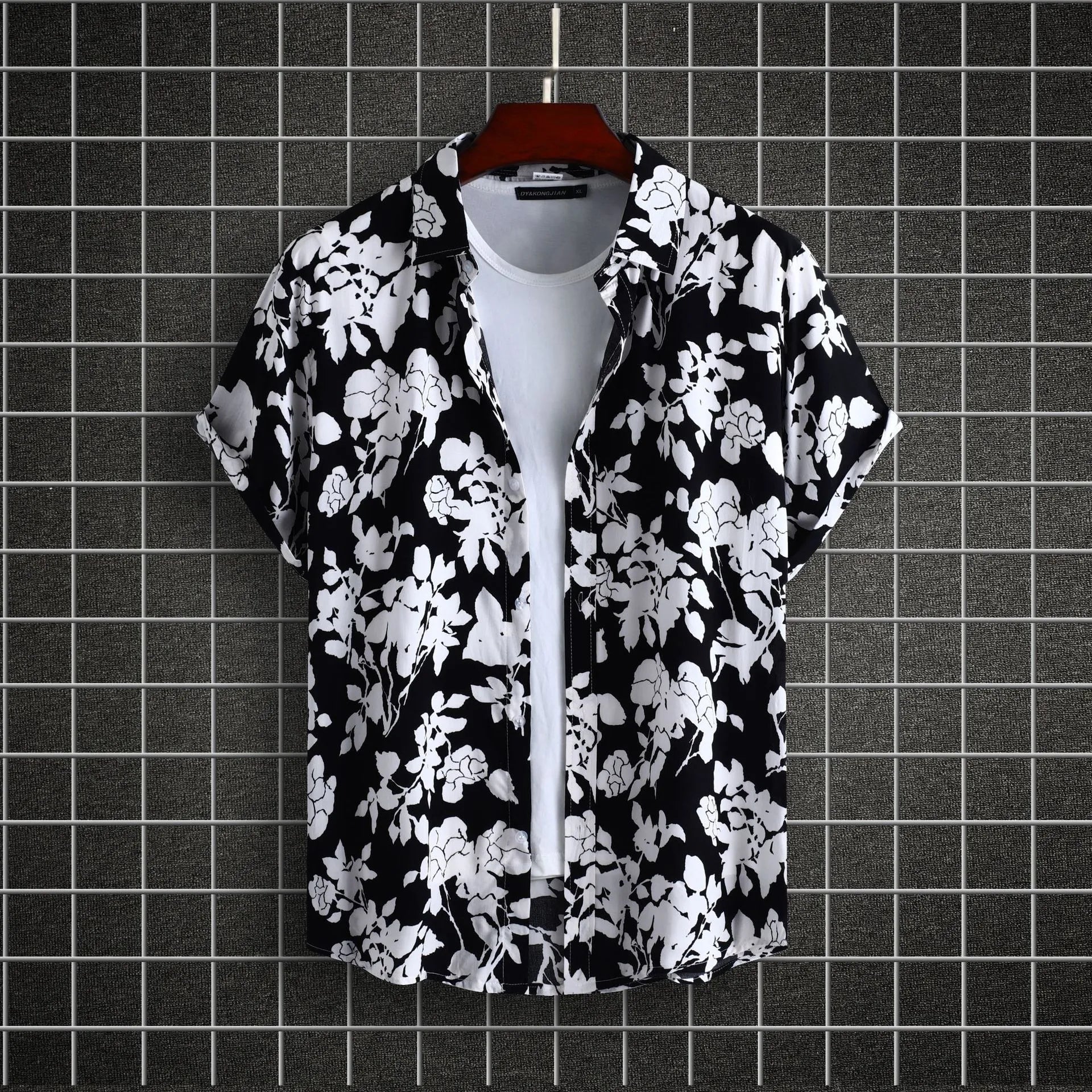 LuckeLadybug LLC Black and White Floral Button Up Shirt in Plus Size Clothing for Women's