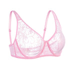 LuckeLadybug LLC Underwire Bra in Pink Lace, Perfect for Plus Size Clothing for Women's Comfort