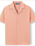 LuckeLadybug LLC Plus Size Button Up Shirt in Soft Pink with Geometric Pattern for Plus Size Clothing for Women's