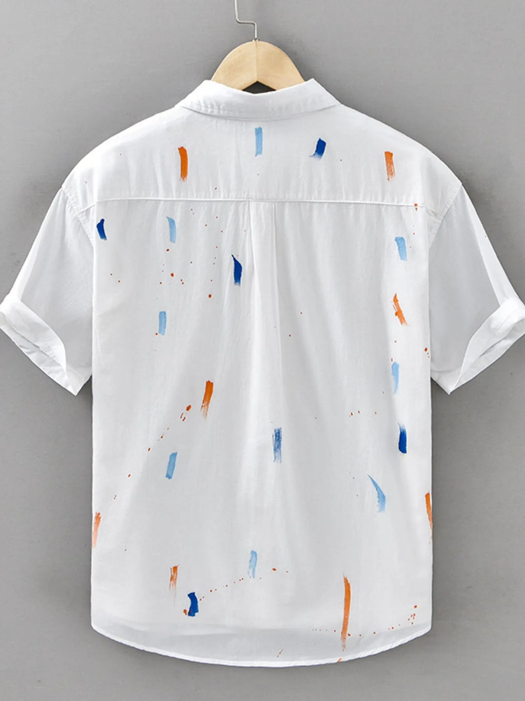 White Button Up Shirt with Colorful Brush Strokes, Ideal for Plus Size Clothing for Women's Fashion