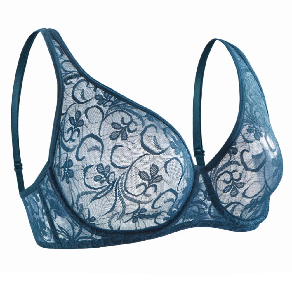 LuckeLadybug LLC Underwire Bra in Teal Lace, a perfect option in plus size clothing for women's