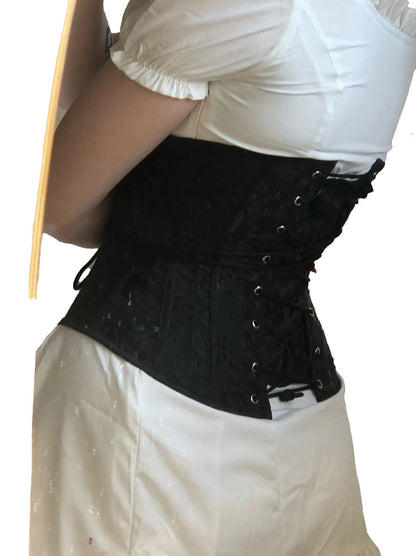 Plus size flower underbust corset by LuckeLadybug LLC with stylish lace-up design