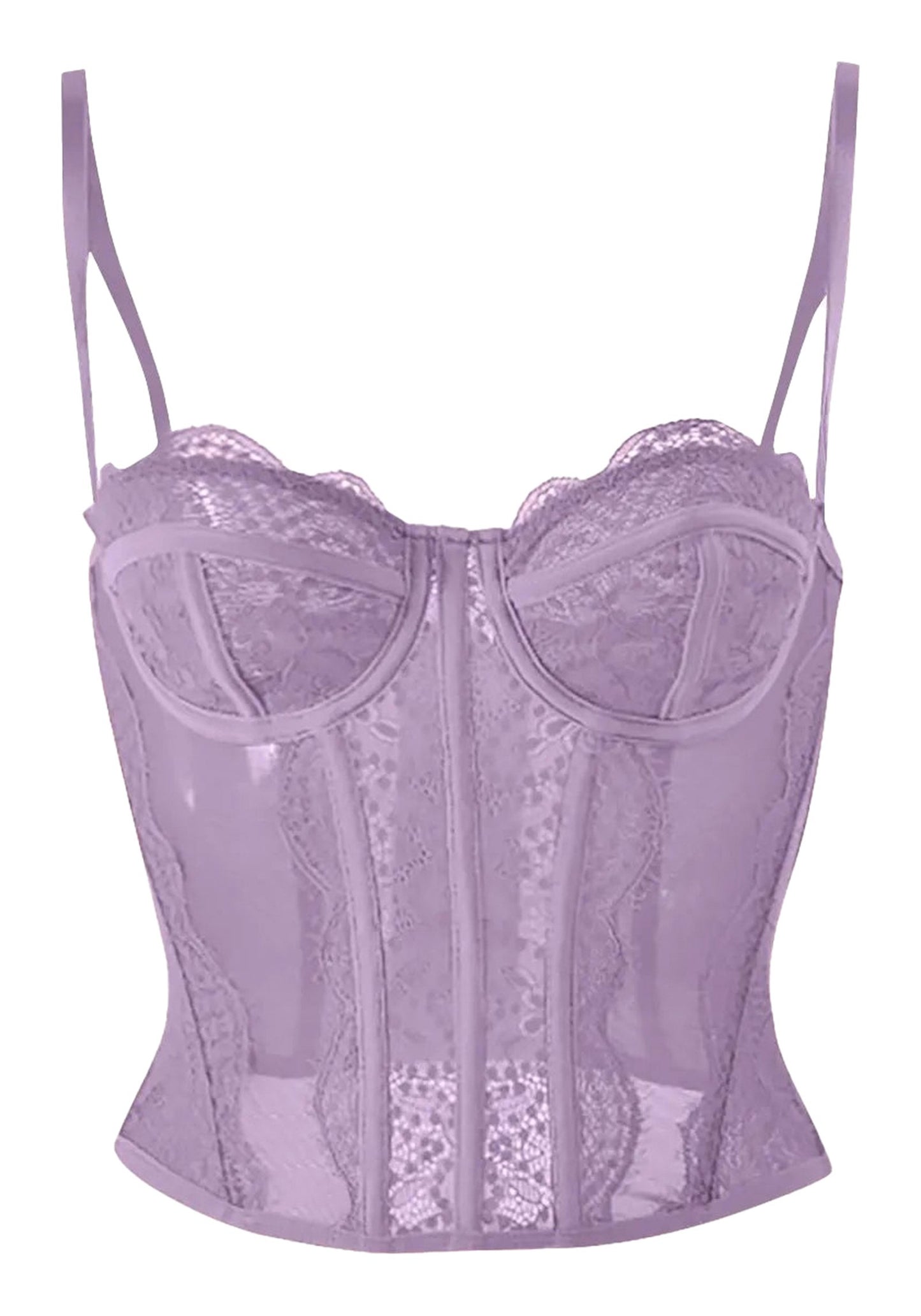 Lavender Plus Size Gothic Corset Top with Lace Details and Adjustable Straps for a Stylish Fit