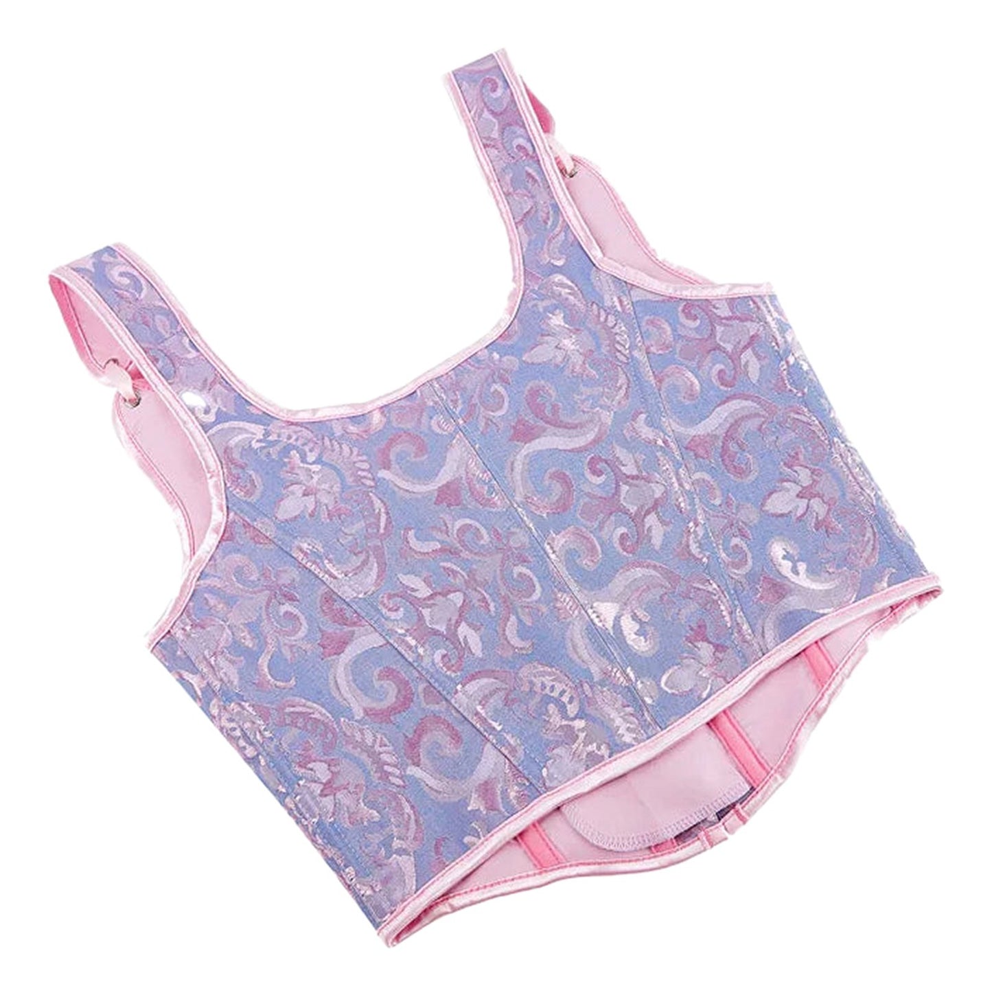 LuckeLadybug LLC Plus Size Gothic Corset Top with Floral Design and Adjustable Straps