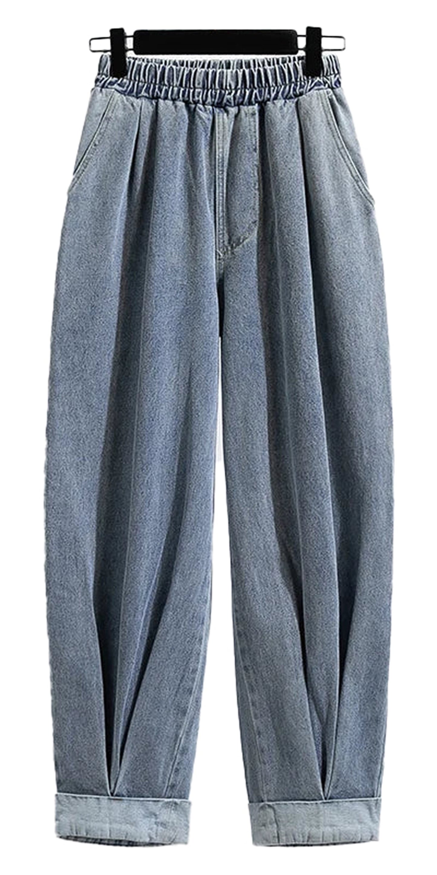 LuckeLadybug LLC Plus Size High Waist Harem Jeans with Elastic Waist for Comfort and Style