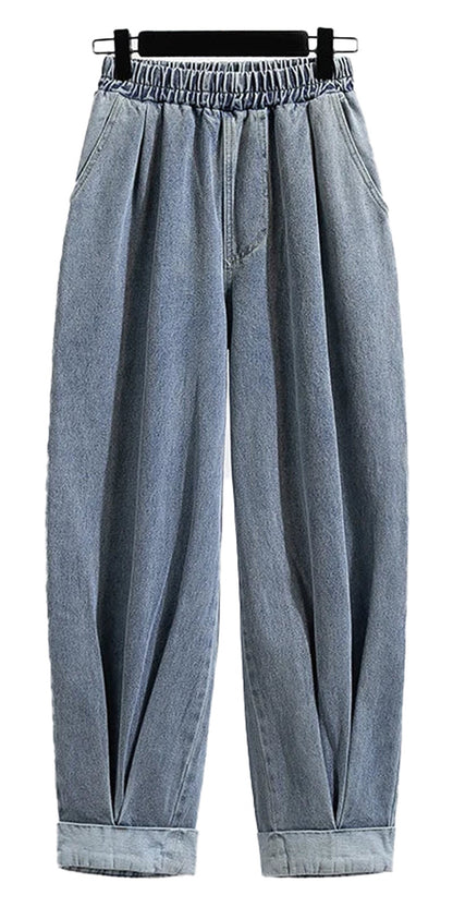 LuckeLadybug LLC Plus Size High Waist Harem Jeans with Elastic Waist for Comfort and Style