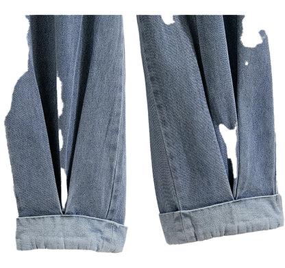 LuckeLadybug LLC plus size high waist harem jeans with stylish cuffs and distressed details