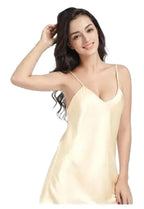 Elegantly designed plus size satin nightgown in cream color for a luxurious feel and comfort