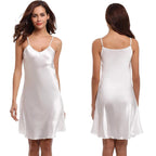 Elegant LuckeLadybug LLC plus size satin nightgown with adjustable straps and a flowing design