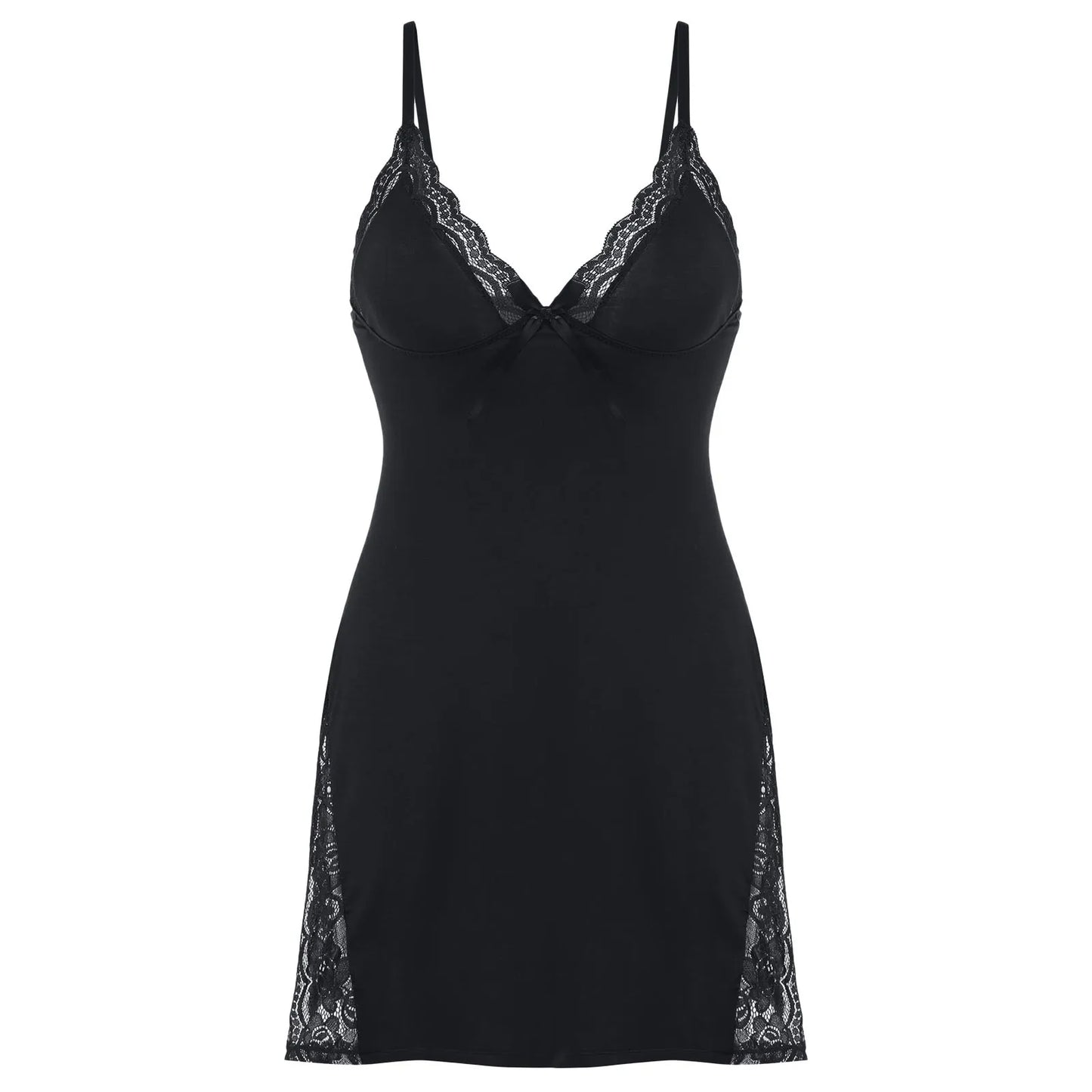 LuckeLadybug Plus Size Sexy Lingerie for Women with Lace Trim and Adjustable Straps in Black