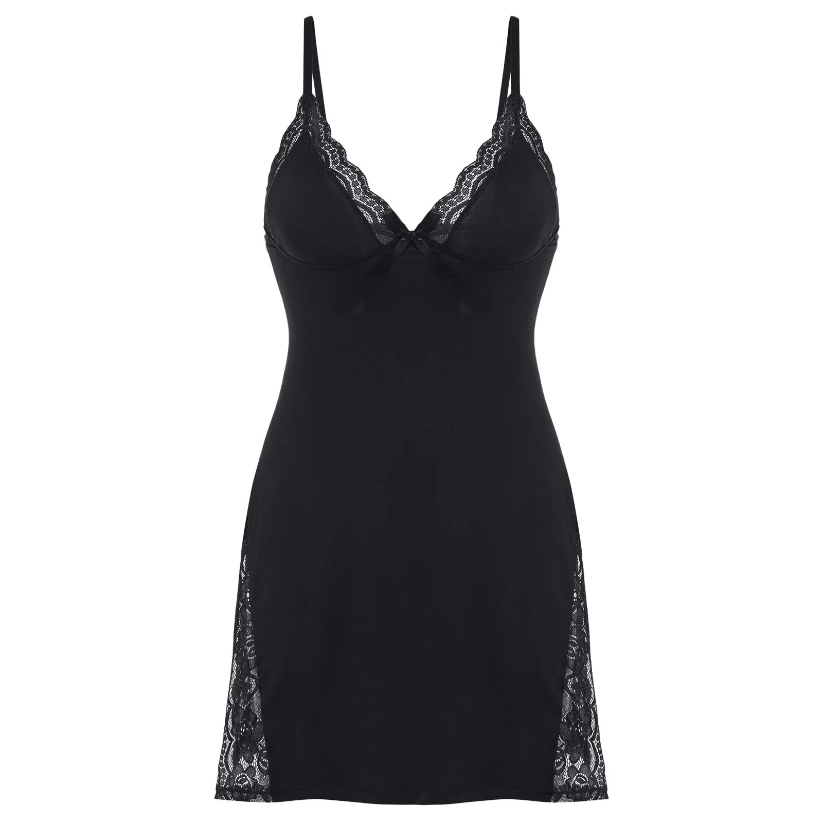 LuckeLadybug Plus Size Sexy Lingerie for Women with Lace Trim and Adjustable Straps in Black