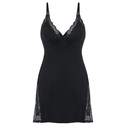 LuckeLadybug Plus Size Sexy Lingerie for Women with Lace Trim and Adjustable Straps in Black