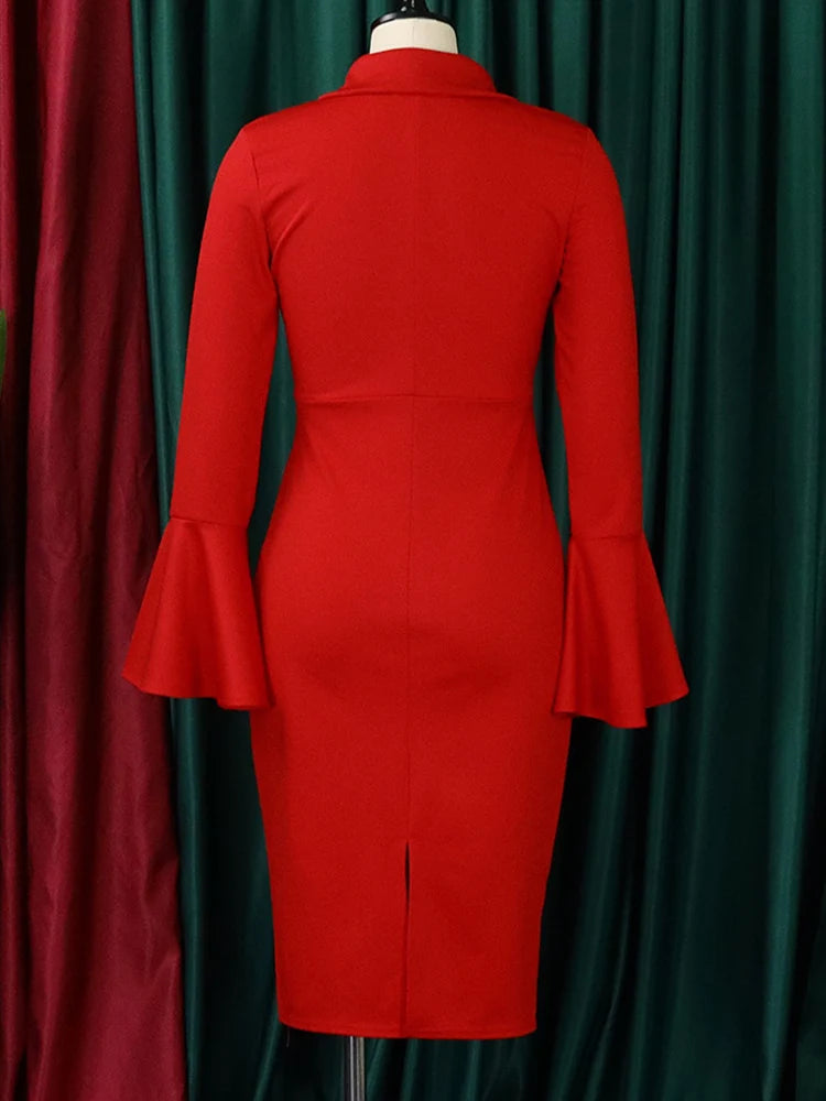 Back view of a red A-Line dress from LuckeLadybug LLC, perfect as a plus size sexy party dress for women