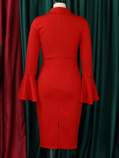 Back view of a red A-Line dress from LuckeLadybug LLC, perfect as a plus size sexy party dress for women