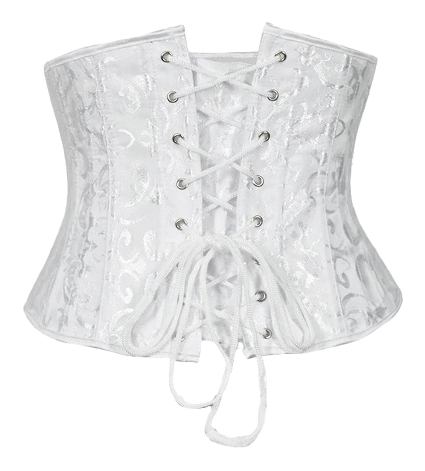 Elegant white plus size underbust corset for women with lace-up detail and stylish design