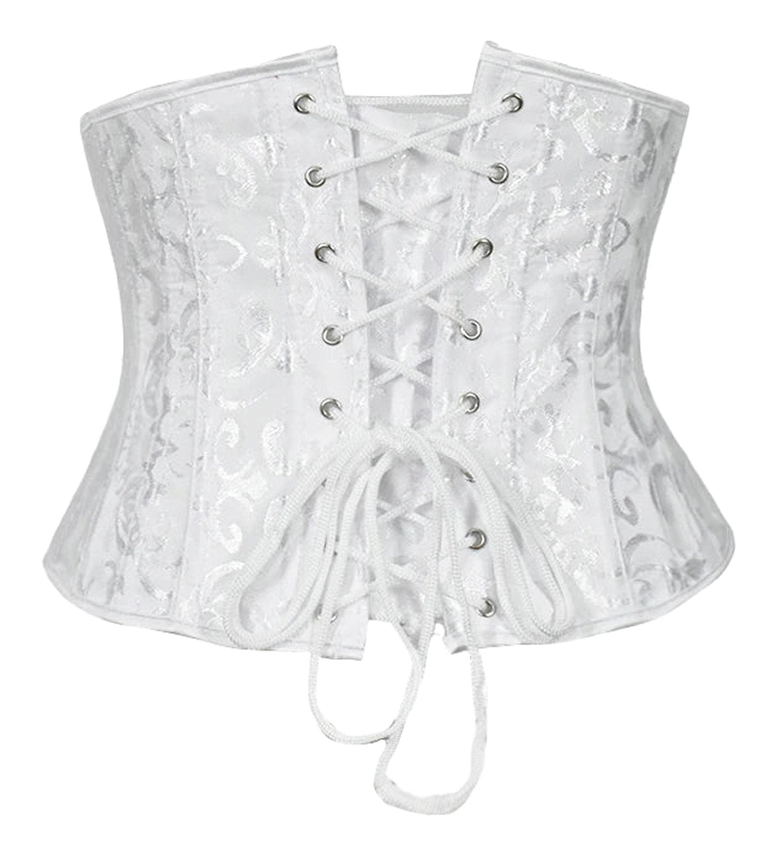 Elegant white plus size underbust corset for women with lace-up detail and stylish design