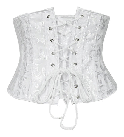 Elegant white plus size underbust corset for women with lace-up detail and stylish design