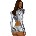 Pole Dance Outfit - Shiny Crop Top & Skirt