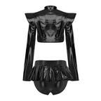 Pole Dance Outfit - Shiny Crop Top & Skirt