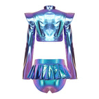 Pole Dance Outfit - Shiny Crop Top & Skirt