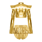 Pole Dance Outfit - Shiny Crop Top & Skirt
