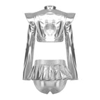 Pole Dance Outfit - Shiny Crop Top & Skirt