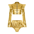 Pole Dance Outfit - Shiny Crop Top & Skirt