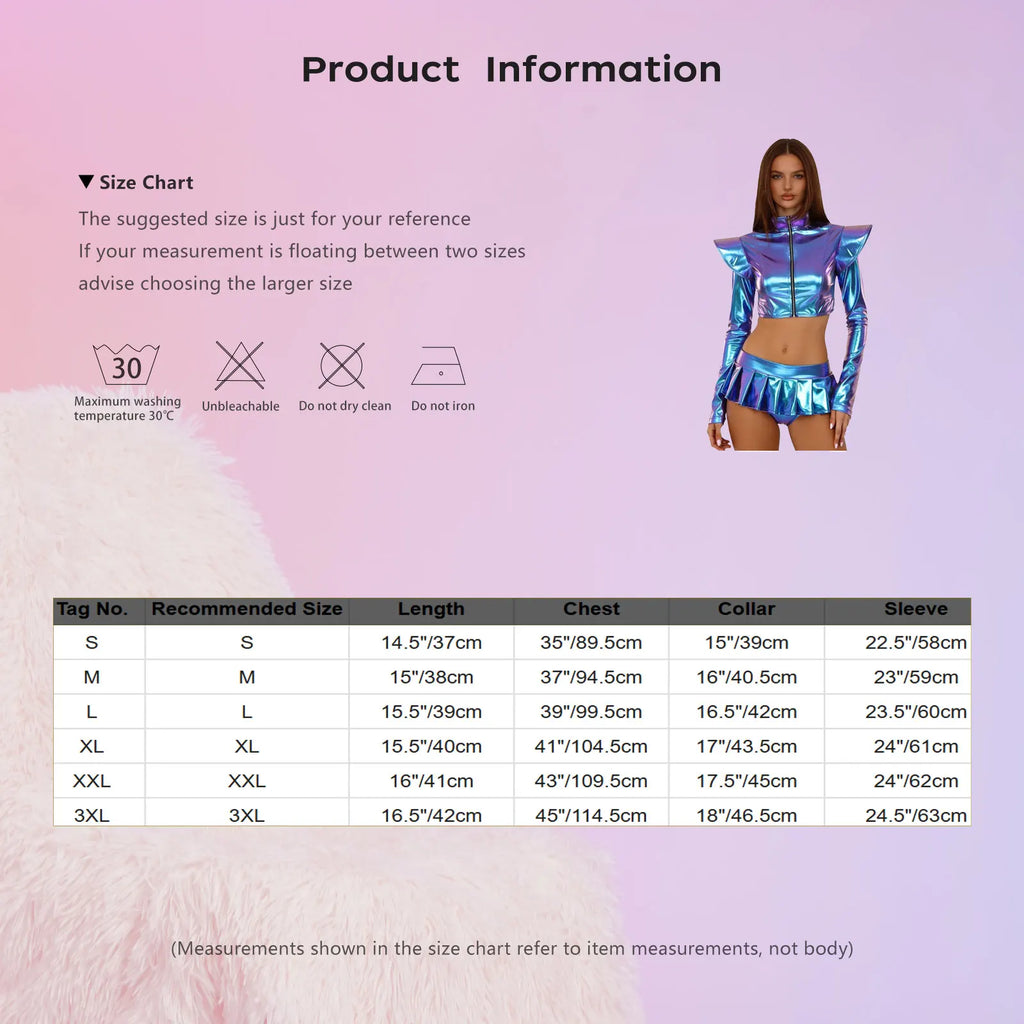 Pole Dance Outfit - Shiny Crop Top & Skirt