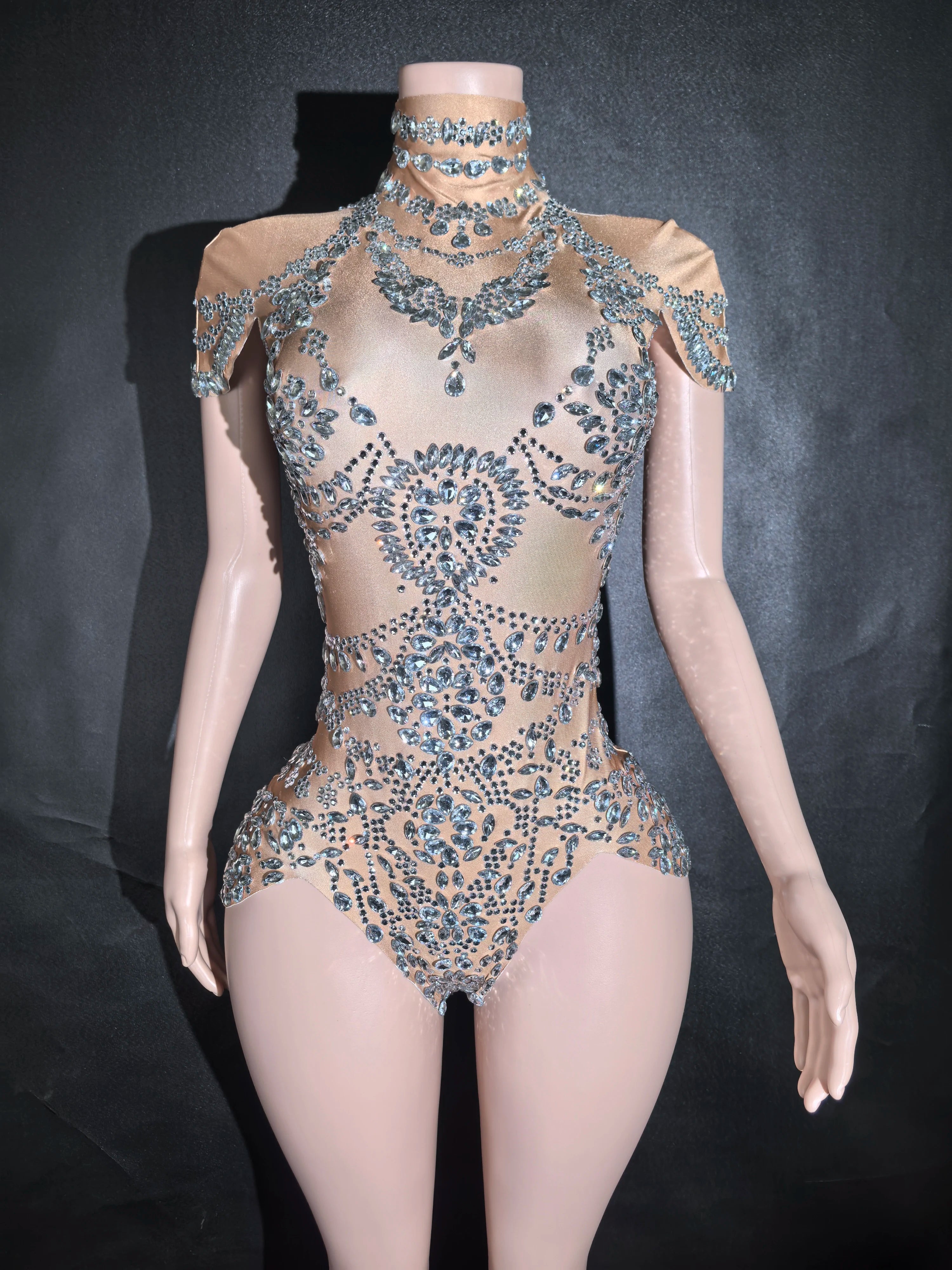 Sheer Crystal Bodysuit for Pole Dance Studio Near Me