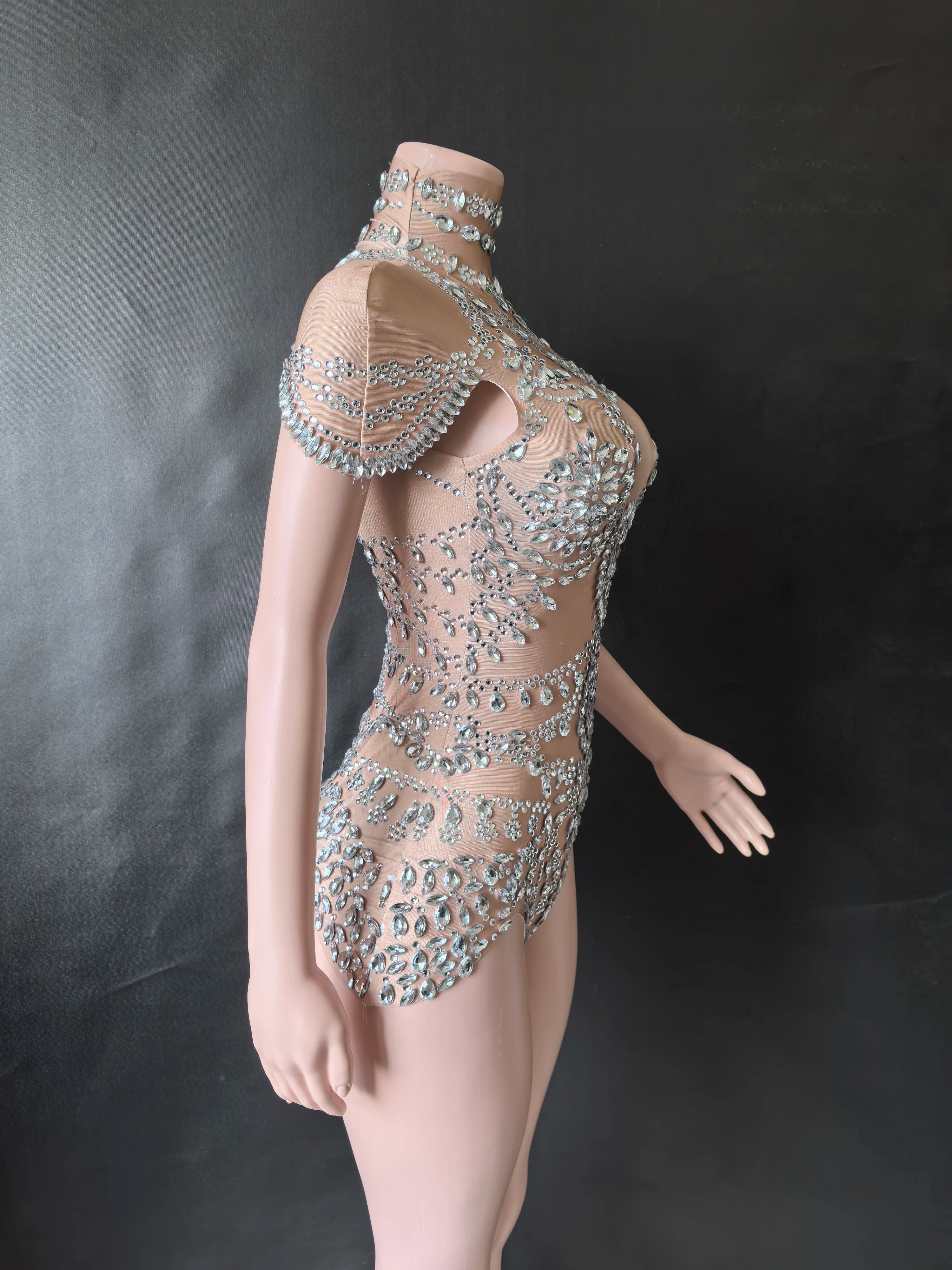 Sheer Crystal Bodysuit for Pole Dance Studio Near Me