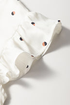 White Polka Dot Print Ruffled Shoulder V Neck Tank Top