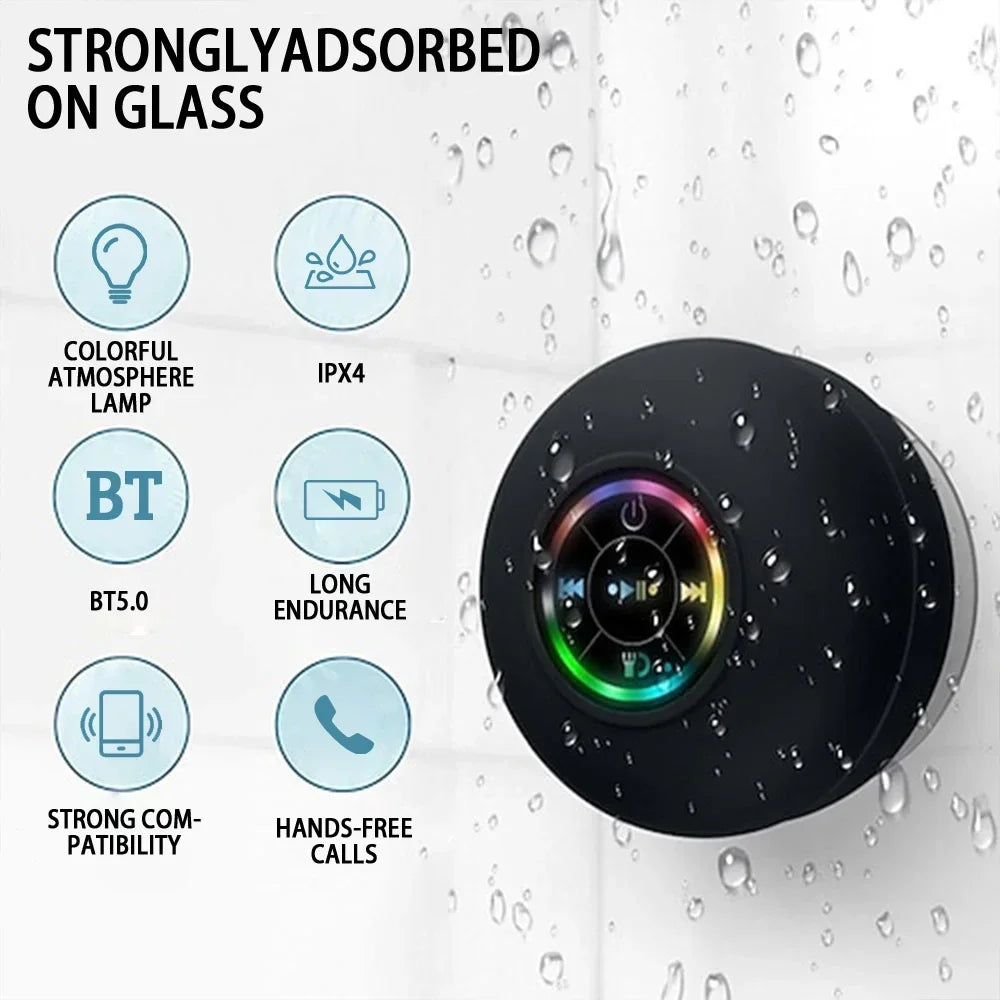LuckeLadybug portable wireless speaker with bluetooth, waterproof design, colorful LED light, and hands-free call feature
