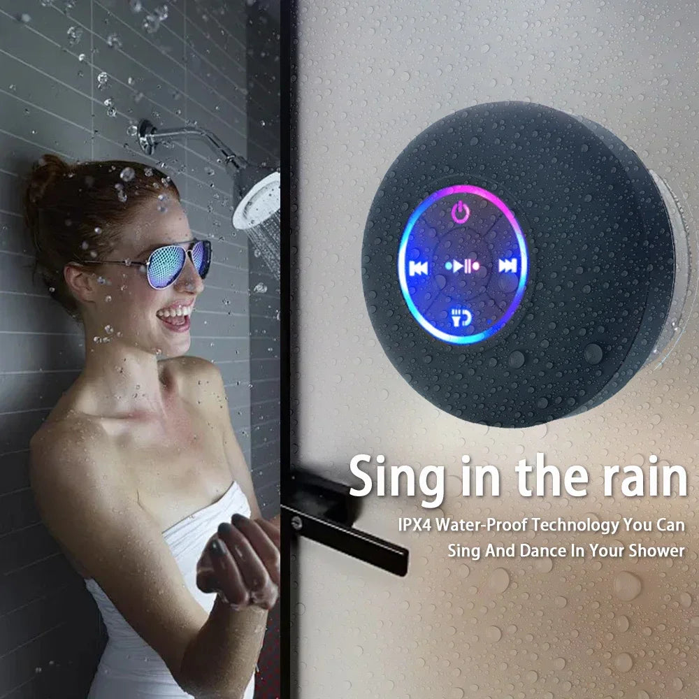 LuckeLadybug portable wireless speaker with bluetooth designed for use in the shower with waterproof technology