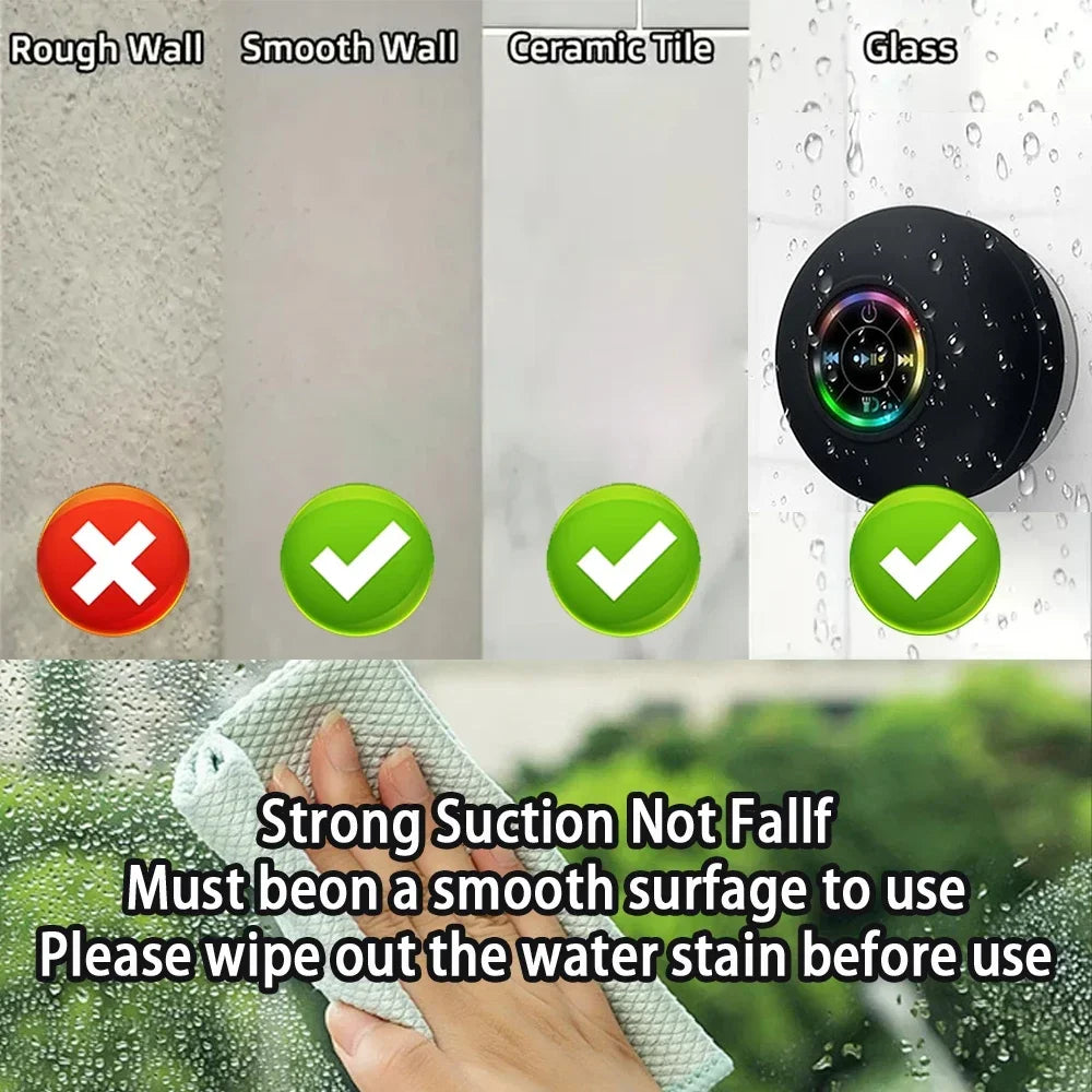 LuckeLadybug portable wireless speaker with bluetooth designed for smooth surfaces, demonstrating strong suction stability