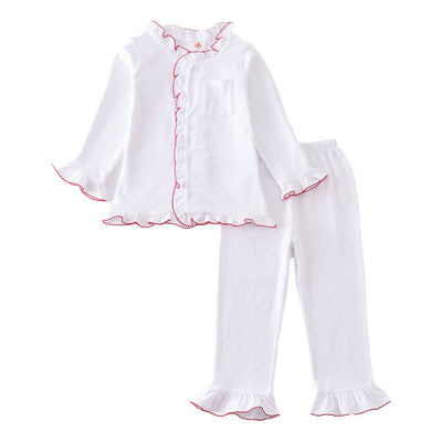 Adorable Dreams: Premium White Pocket Girl Pajamas Set For Babies And Toddlers - LuckeLadybug LLC